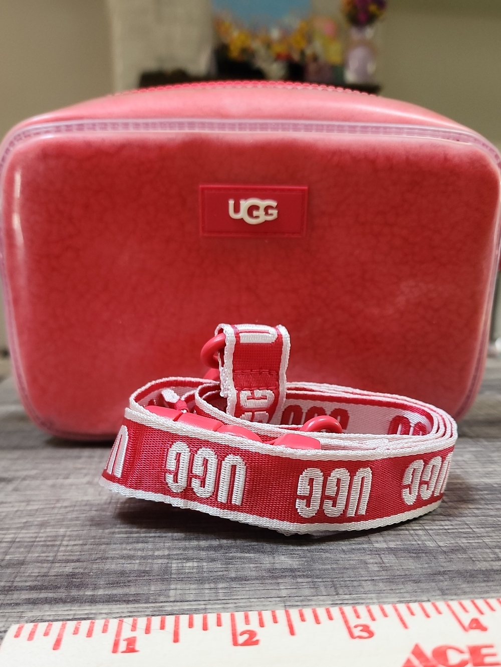 UGG Kids Or Adults Coral Pink Logo Crossbody Bag with Branded Strap